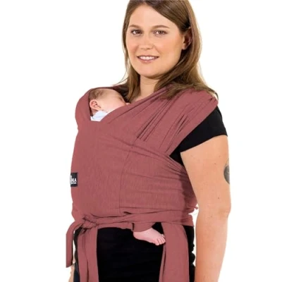Image of Koala Babycare Baby Sling Easy to Wear Certified Ergonomic Support Multi Purpose Stretchy Carrier Suitable up 9 kg Wrap for Newborn Bordeaux Registered Design