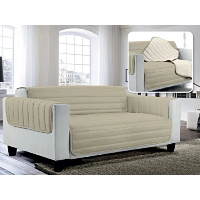 Image of Italian Bed Linen Elegant quilted sofa cover Doubleface, dove grey/cream 1 place, 100% microfiber