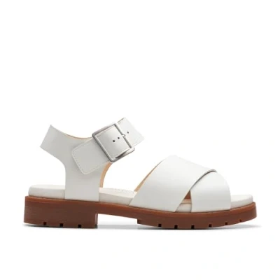 Image of Clarks Women&#039;s Orinoco Cross Sandal, Off White Lea, 8 UK