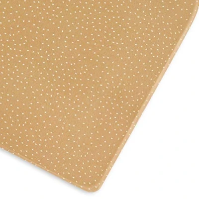 Image of The Little Green Sheep Cot Fitted Sheet, Organic Linen &amp; Cotton Blend Sheet fits Cots Beds 60x120cm 70x140cm, Honey with Rice Print