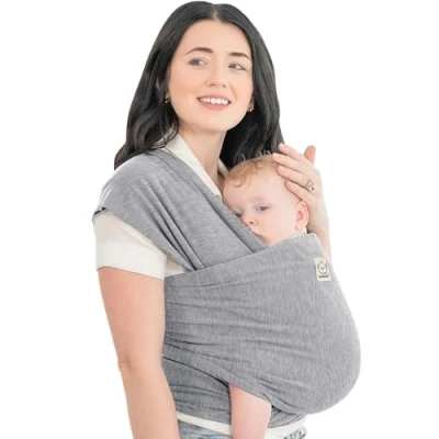 Image of KeaBabies Baby Wrap Carrier All in 1 Original Breathable Sling, Lightweight,Hands Free Wrap, Carriers for Newborn,Infant, Wraps (Classic Gray)