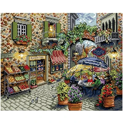 Image of Awesocrafts Cross Stitch Stamped Kits Coffee Shop Easy Patterns Stitching Embroidery Needlework Kit Supplies 14CT 2 Strands