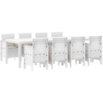 Image of vidaXL Garden Dining Set 9 pcs Light Grey Rattan, Glass
