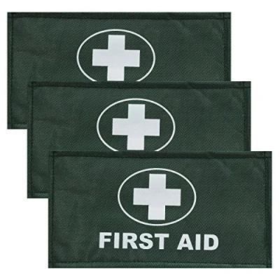 Image of Triple Pack Green Identification First Aider Aid Badge Universal Sleeve Armband