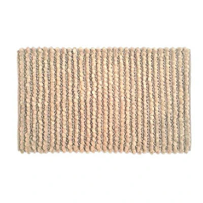 Image of Allure Chunky Bobble Sparkle Non Slip Bath Mat 50 x 80cm Super Soft &amp; Absorbent Satin Striped Bathroom Rug (Stone)