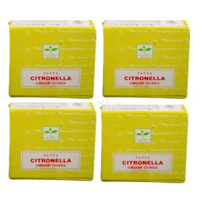 Image of Satya Citronella Incense Cone x4 pack, used for Aromatherapy, Spa, Yoga, Weddings, Reiki, Meditation, Healing by SAMASIA