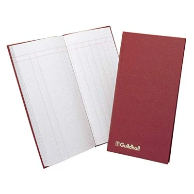 Image of Exacompta Ref T272Z Guildhall Case Bound Hardback Petty Cash Book 298 x 152mmm, 1 Debit &amp; 7 Credit Columns, Maroon Vinyl Cover, 80 Pages 95gsm Ledger Quality Paper