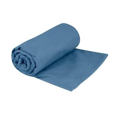 Image of Sea to Summit Drylite Microfibre Towel S Hand Super Soft Suede Finish Extra Absorbent &amp; Quick Dry Hang Loop Case For Camping, Gym Travel 40 x 80cm Moonlight Blue 70g
