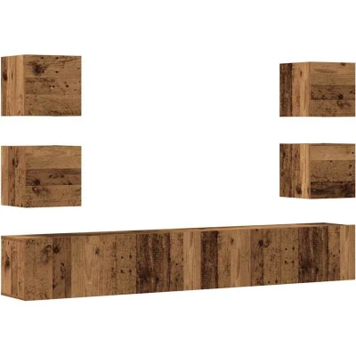 Image of vidaXL Wall Mounted TV Cabinets Old Wood Finish Engineered Modern Design with Spacious Storage Ideal for Living Room/Bedroom/Office
