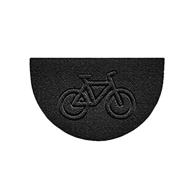 Image of Nicoman Embossed Halfmoon Half Circle Door Mat Dirt Trapper Jet Washable Doormat 70x44cm (Black, BIKE Shape) Use on Carpet ONLY