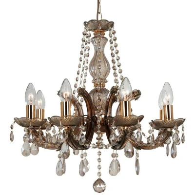Image of Gabrielle Chandelier Acrylic Sconce &amp; Glass Droplets 8 Light E14 Mink Finish