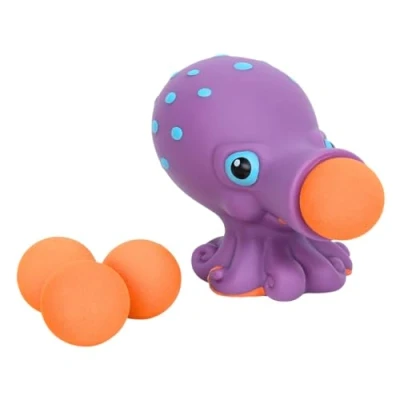 Image of Zing Popper Toy Launches Foam Balls Up to 20 Feet Fun Indoor and Outdoor Game for Kids Includes 4 (Octopus)