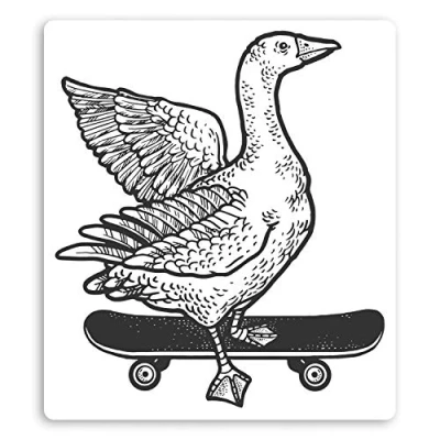 Image of 2 x 10cm Funny Skateboarding Goose Vinyl Stickers Skate Laptop Sticker #34278 (10cm Tall)