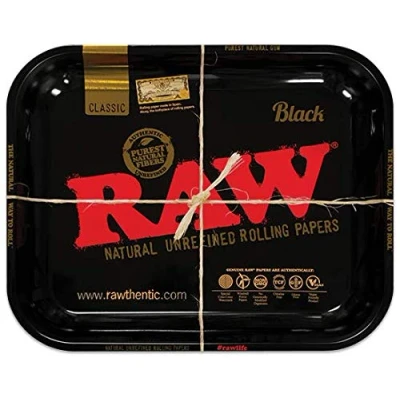 Image of RAW 18753 Medium Black Metal Rolling Tray, 27.5 x 34.0 cm, Aluminium