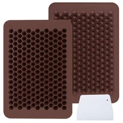 Image of Webake Chocolate Drop Mould Silicone Chips Moulds 202 Cavity 2 Pcs Mini Candy with 1 Scraper for Non Dairy &amp; Sugar Organic Chips, Ganache, Small Dot Cake Decoration