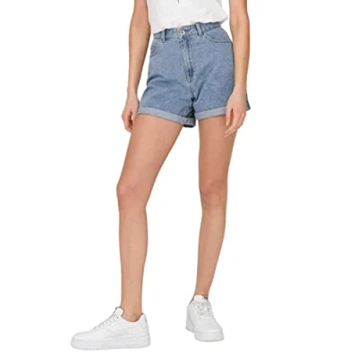 Image of ONLY Women&#039;s Onlvega Hw Mom DNM Shorts Noos, Light Blue (Light Denim), S