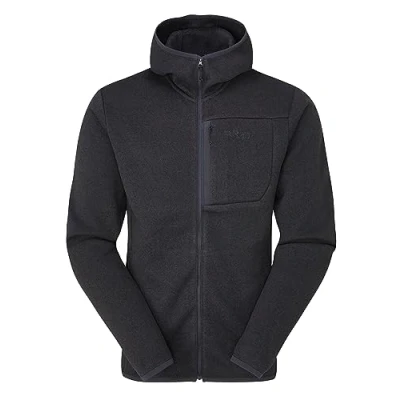 Image of Rab Men&#039;s Ryvoan Hoody Full Zip Fleece Coat for Trekking &amp; Casual Use Ebony Small