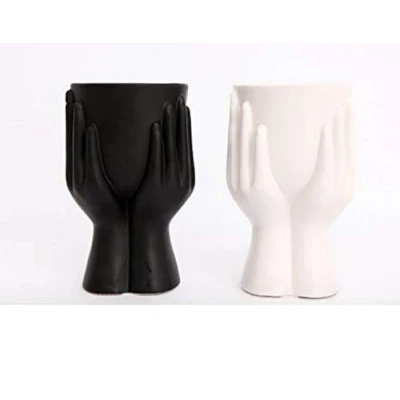 Image of STC Ceramic Hand Vase/Pot Black or White (Black)