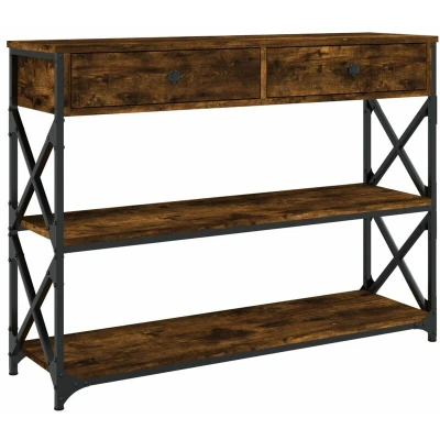 Image of vidaXL Console Table Smoked Oak 100x28x75 cm Engineered Wood
