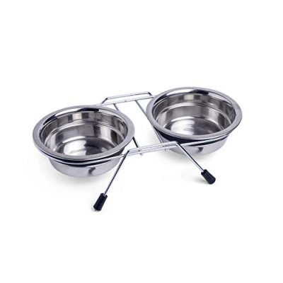 Image of Petface Stainless Steel Double Diner Raised Bowl, 800 ml