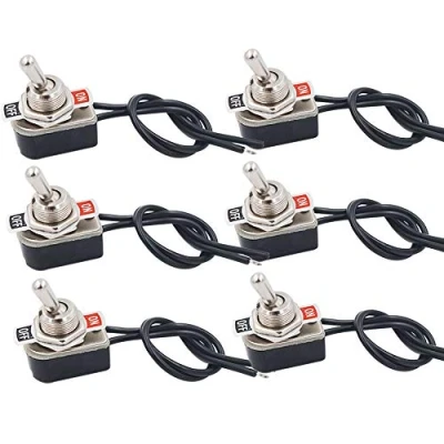Image of Senven 6Pcs Professional car Mini Toggle Switch with pre Wired, ON Off 2 Position pin SPST Metal Rocker for Trucks and Ships 3A 250VAC / 6A 125VAC