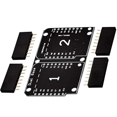 Image of AZDelivery Double Socket Dual Base Shield compatible with D1 Mini NodeMCU ESP8266 DIY PCB Expansion Board including E Book!