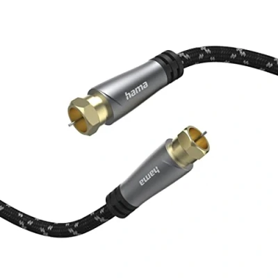 Image of Hama SAT Connection Cable, F Plug Plug, Metal, Gold Plated, 3.0 m, 120 dB