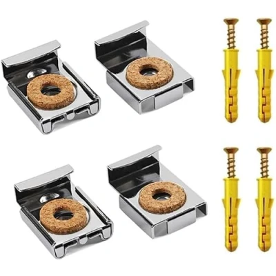 Image of Frameless Mirror Clips 4pcs Spring Loaded Hanger Set Unframed Mount