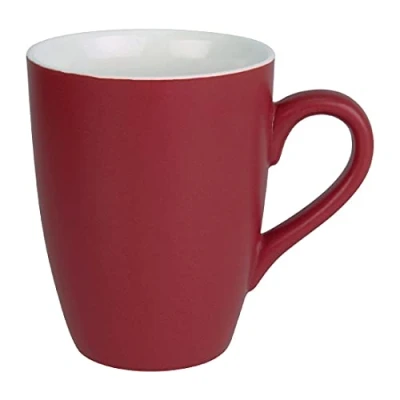 Image of Olympia Matt Pastel Mug Set 340 ml/12 oz (Pack of 6), Red, Vitrified Porcelain, BS4034 Certified for Hotel Use Oven, Microwave &amp; Dishwasher Safe Red Coffee Mugs Set, CS043