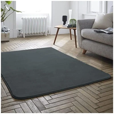 Image of GC GAVENO CAVAILIA Velvet Rugs Living Room, Soft &amp; Fluffy Carpet Mat, Washable Rug For Bedroom, Charcoal