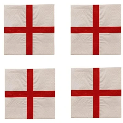 Image of 100Pcs Printed 2 Ply Paper Napkins St George Party Supplies for England Sporting Events Pub Football World Cup Celebrations