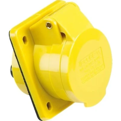 Image of KnightsBridge 110V IP44 16A Angled Panel Mount Socket 2P+E