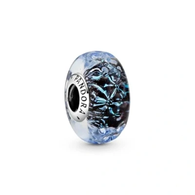 Image of Pandora Wavy Dark Blue Murano Glass Ocean Charm 798938C00