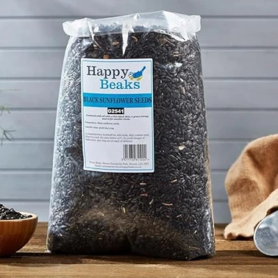 Image of Happy Beaks Wild Bird Food Sunflower Seeds (Black) (12.75kg) High Energy and Oil Content Premium Feed