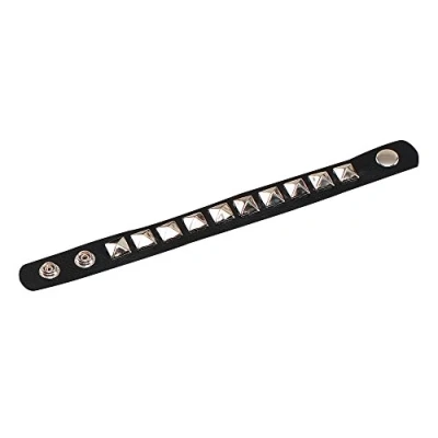 Image of Bristol Novelty BA186 Studded Wristband Black Punk, Unisex Adult, Silver, One Size