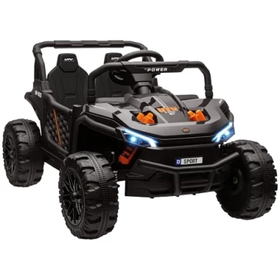 Image of AIYAPLAY Kids Ride on Car, 12V Battery Powered Electric Truck with Remote Control, 4 Suspension Wheels, Horn Lights Music USB, for 3 5 Years Old Black