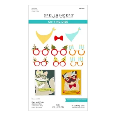 Image of Spellbinders S4 1345 Cats and Pugs Accessories Etched Dies from The Bibi&#039;s Collection by Bibi Cameron