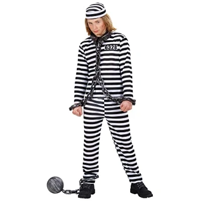 Image of Children&#039;s Convict Black/White 158cm Costume Large 11 13 yrs (158cm) for Prisoner Jail Fancy Dress
