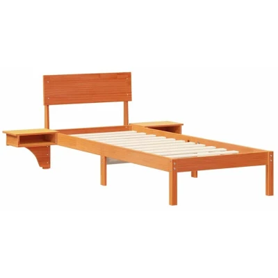 Image of Bed Frame with Bedside Tables Wax brown 75 x 190 cm Vidaxl