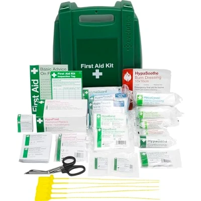 Image of Safety First Aid Group Workplace Kit British Standard (Small 1 25 Persons) Wall Mountable with Inspection Tags and Extra Plasters