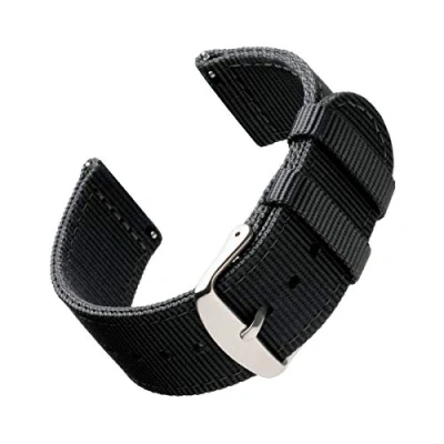 Image of Archer Watch Straps Premium Nylon Quick Release Replacement Bands for Men and Women, Watches Smartwatches (Black, 20mm)