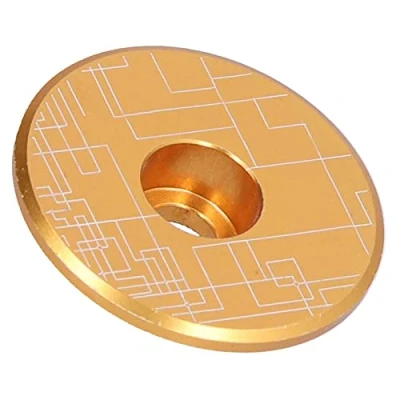 Image of VGEBY Bike Stem Cap, Mountain Headset Top Cover Road Aluminum Alloy Front Fork Cap for Most Bikes, Bike, MTB Bike(Golden) Electric Bicycle Modification Accessories