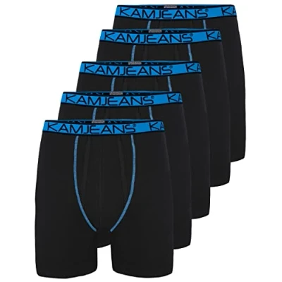 Image of Kam JEANS (5 Pack) Mens Boxer Shorts with Elastic Waistband Breathable Underwear Suitable for any Occasion and Gift Idea Big King Plus Size 2XL 3XL 4XL 5XL 6XL 7XL 8XL Black Blue XXL
