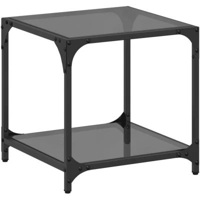 Image of vidaXL Coffee Table with Black Glass Top 40x40x40 cm Steel