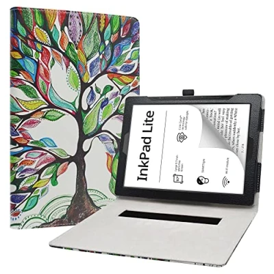 Image of Labanem Slim Fit Polyurethane Leather Case with Pocketbook InkPad Lite, for 9.7 Inch Lite Tablet Love Tree