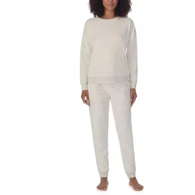 Image of DKNY Ladies Lounge Set Luxurious Plush Stretch Velour 2 Piece UK SIze Velvet Tracksuit For Women (UK, Alpha, XL, Regular, Cream)