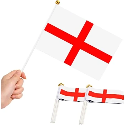 Image of 5Pcs St George Hand Flags England Waving Fabric Mini English For Rugby Cricket World Cup Royal Event Support Country