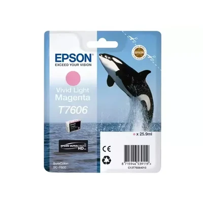 Image of Epson T7606 Killer Whale Vivid Light Standard Capacity Magenta Ink Cartridge 26ml
