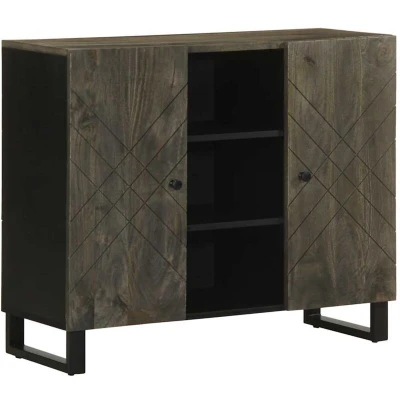 Image of vidaXL Sideboard Black 90x33x75 cm Solid Wood Mango