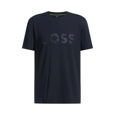 Image of BOSS Mens Tee Logo Glamping Cotton Jersey T Shirt with Print